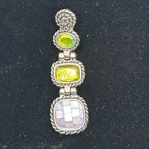 Lia Sophia Pendant‎ Necklace Multi Faceted Gemstone Silver Tone Women